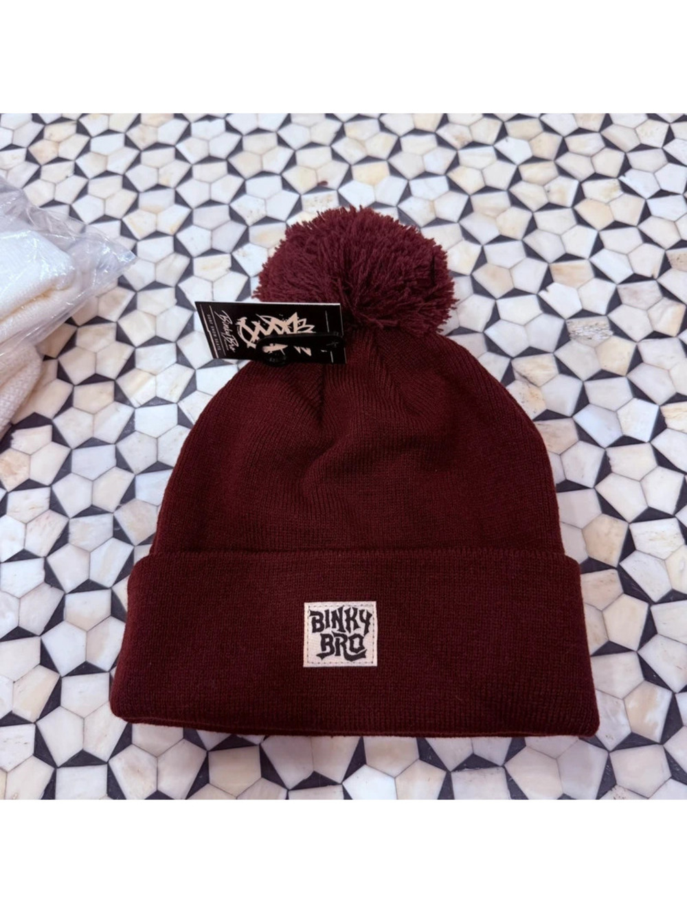 BinkyBro toddler beanie black cherry burgundy